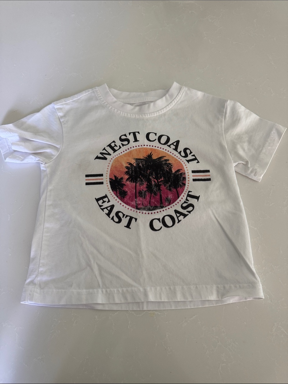 Little Bipsy White 'West Coast East Coast' Palm Sunset Tee